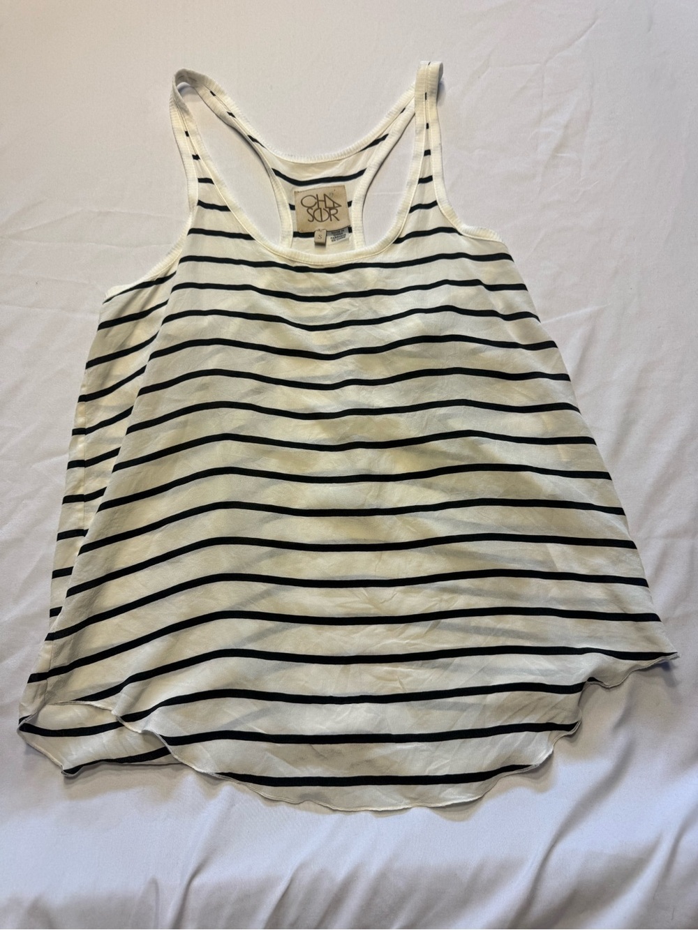 Chaser Striped Racerback Tank in White and Black
